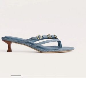 Rag & Bone Sammie Kitten Heels. Light wash denim